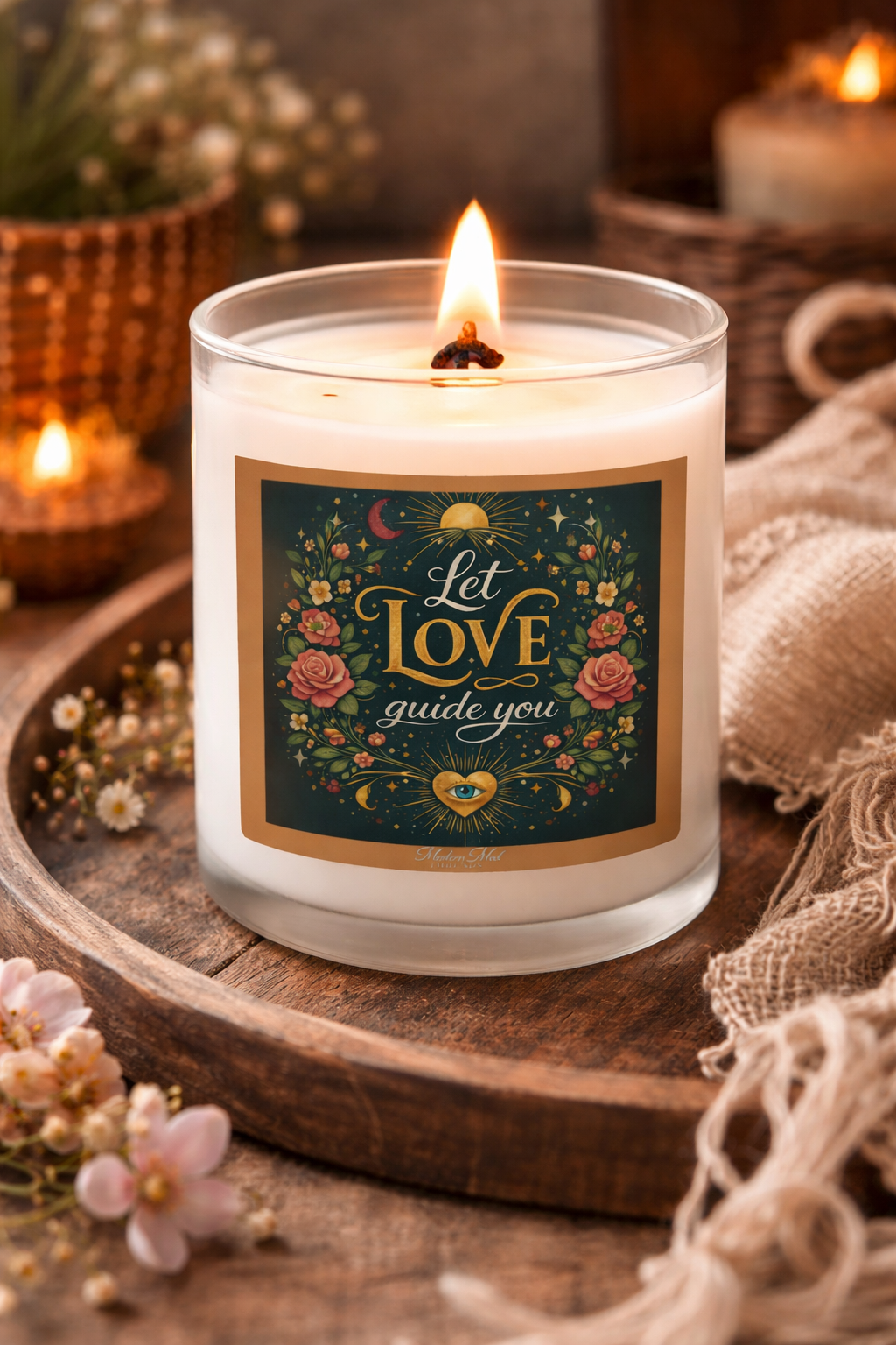 Let Love Guide You Frosted Glass Candle — 11 oz Inspirational Scented Candle