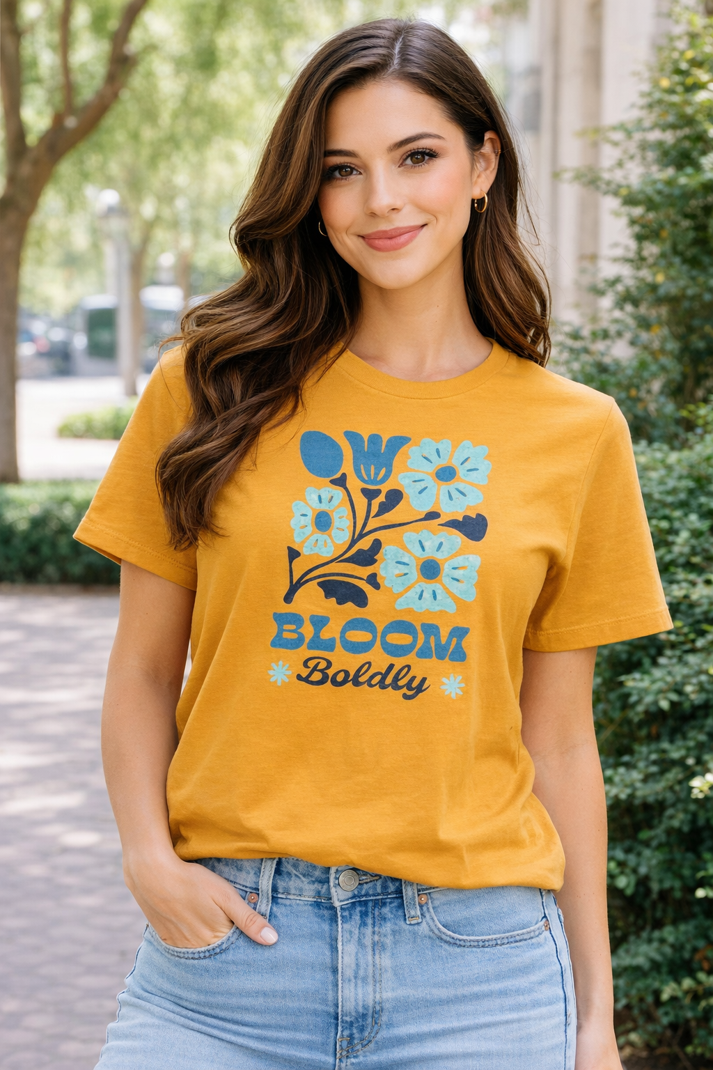 Bloom Boldly Floral Tee — Inspirational Garden Graphic Shirt