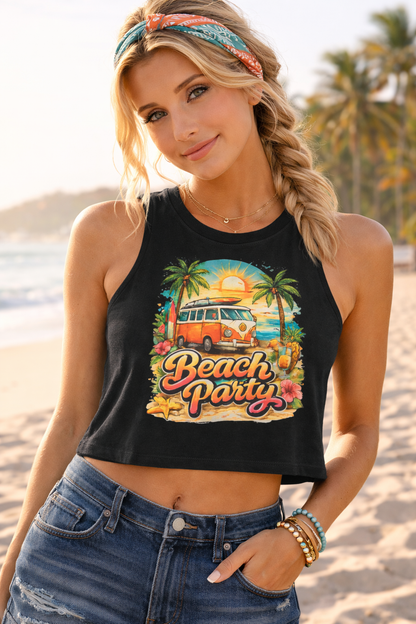 Beach Party Crop Top — Vintage Surf Van Tropical Tank