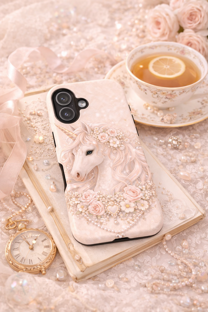 Unicorn Floral Tough Phone Case — Pastel Magical Protective Cover