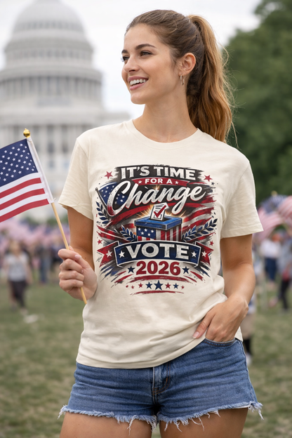 Vote 2026 T‑Shirt — "It's Time for a Change" Patriotic Political Tee