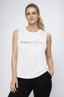 Progress > Perfection Women's Crop Top — Motivational Fitness & Self-Love Tee