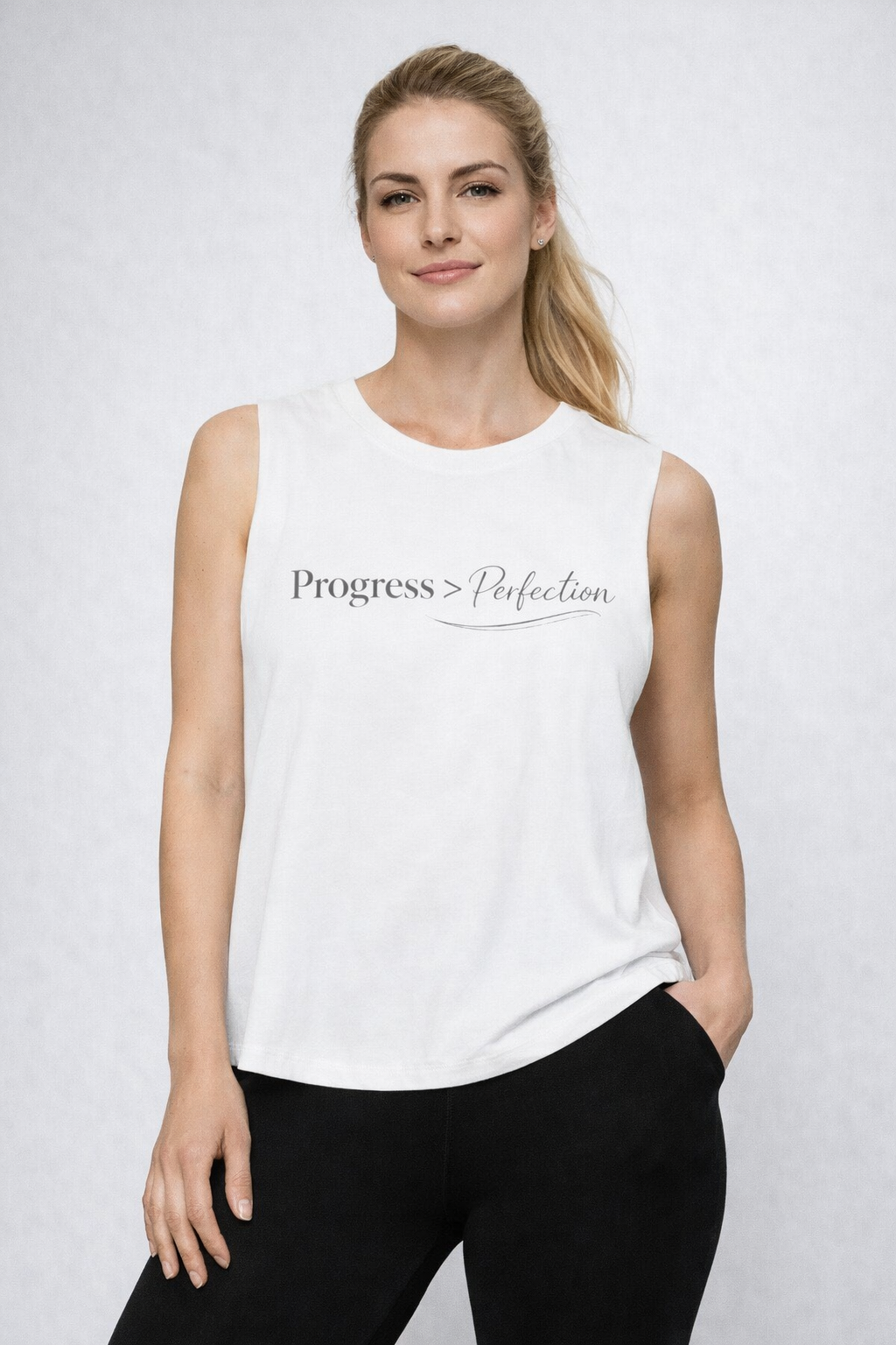 Progress > Perfection Women's Crop Top — Motivational Fitness & Self-Love Tee