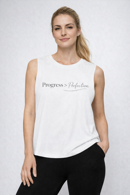 Progress > Perfection Women's Crop Top — Motivational Fitness & Self-Love Tee