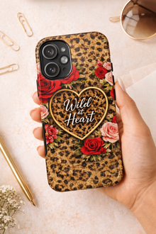 Wild at Heart Leopard Phone Case — Floral Heart Protective Phone Cover
