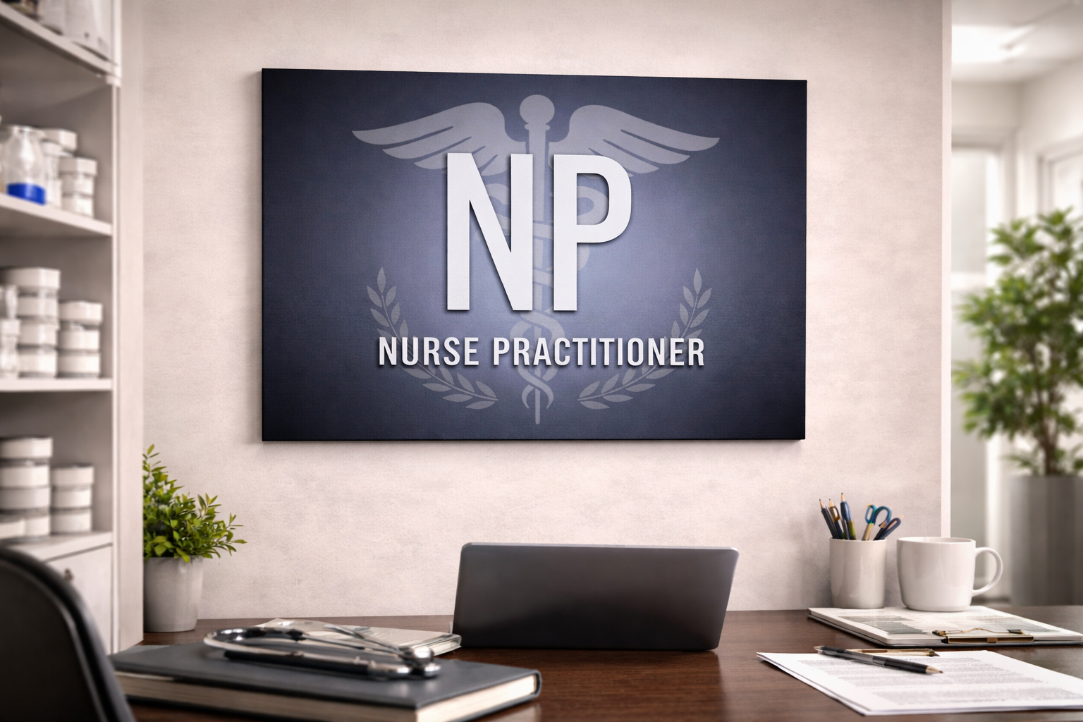 Nurse Practitioner Canvas Wall Art — NP Caduceus Medical Decor