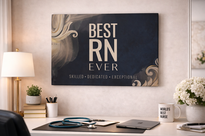 Best RN Ever Canvas Wall Art — Skilled Dedicated Exceptional Gift for Nurses
