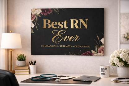 Best RN Ever Canvas Wall Art — Tribute Gift for Nurses (Compassion • Strength • Dedication)