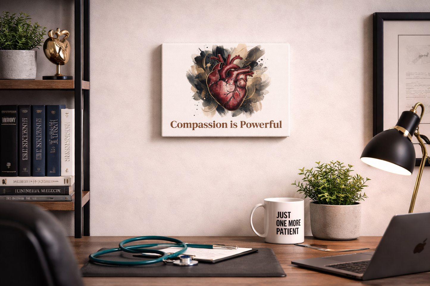 Compassion Is Powerful Anatomical Heart Canvas