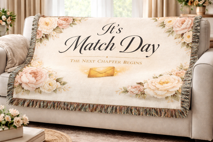 It's Match Day Woven Blanket — 'The Next Chapter Begins' Cozy Throw for Match Day Celebrations