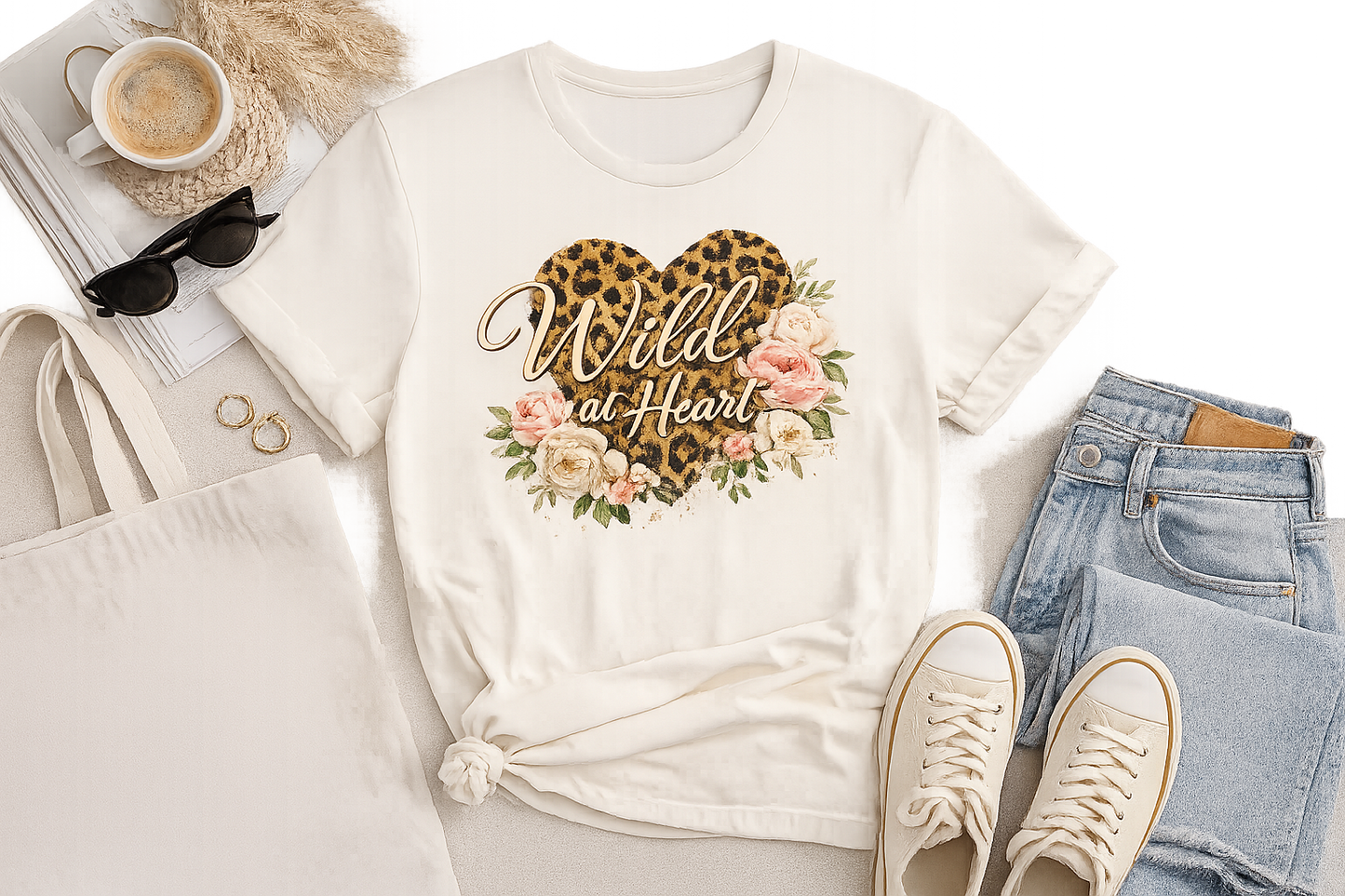 Wild at Heart Leopard Heart T-Shirt — Floral Graphic Tee