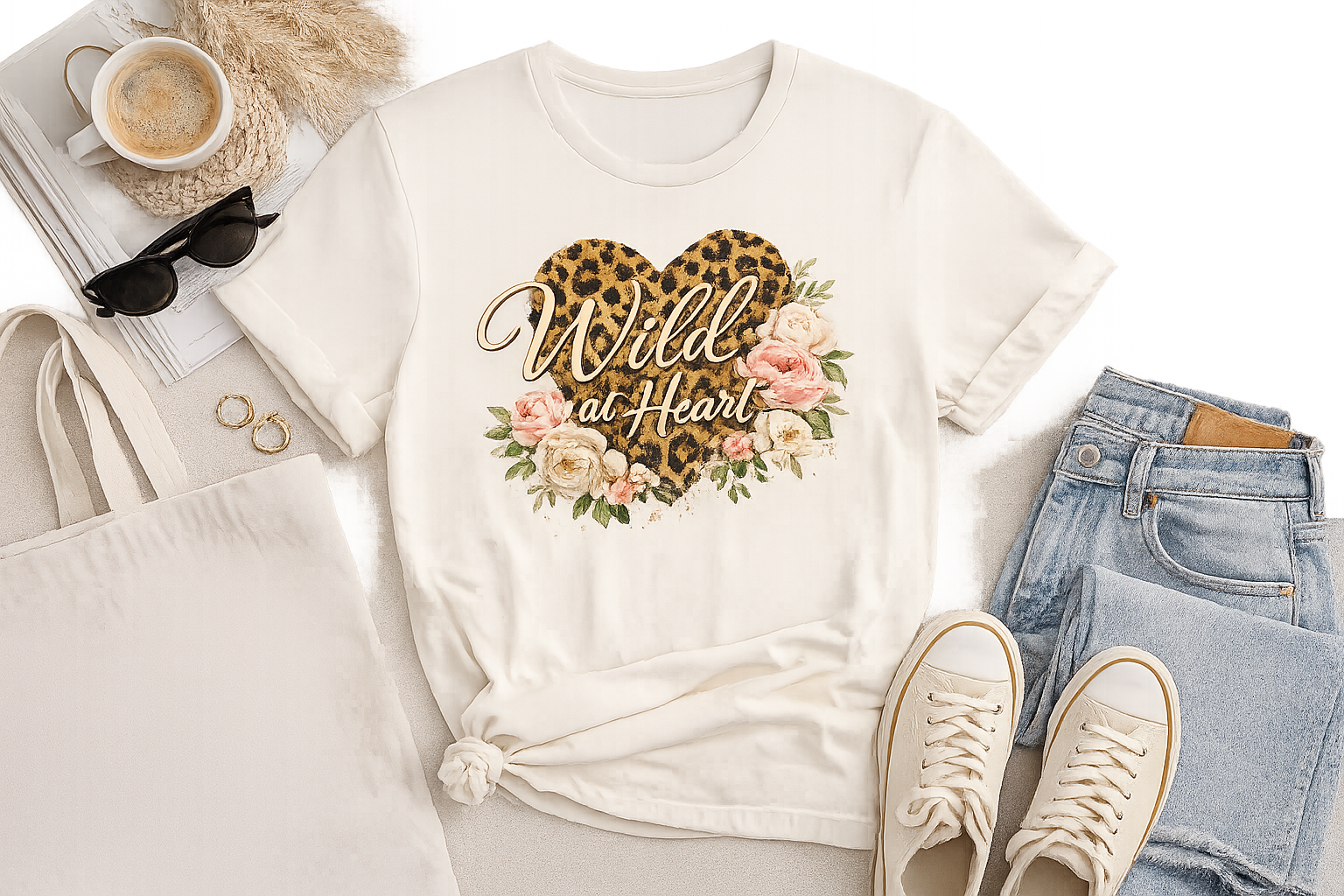 Wild at Heart Leopard Heart T-Shirt — Floral Graphic Tee