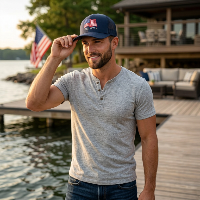 American Flag Trucker Hat - "EST. 1776" Patriotic Foam Cap