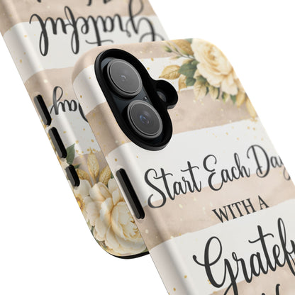 Grateful Heart Tough Case — Floral Striped Protective Phone Case