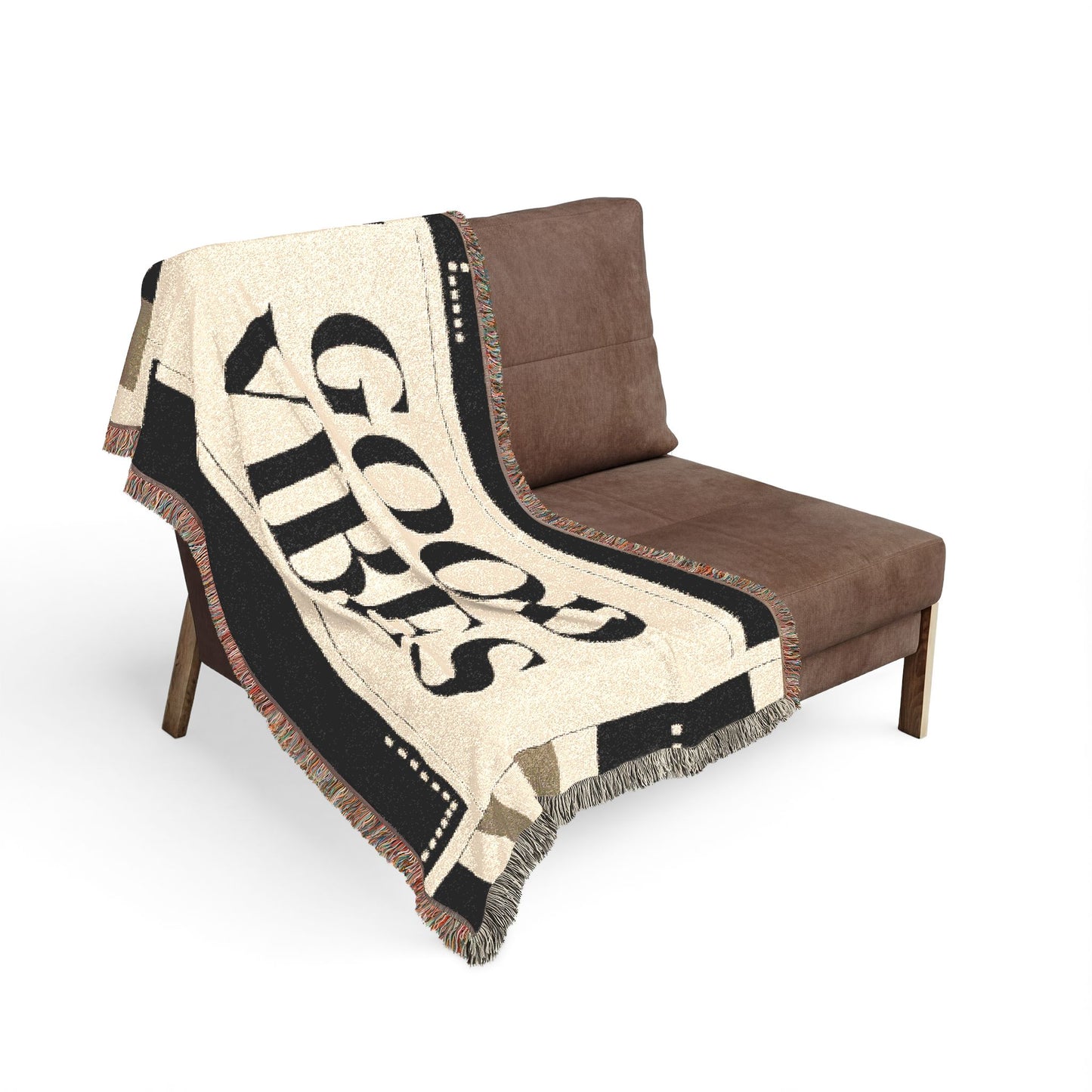 Good Vibes Woven Blanket — Cozy Retro Throw for Living Room & Dorm