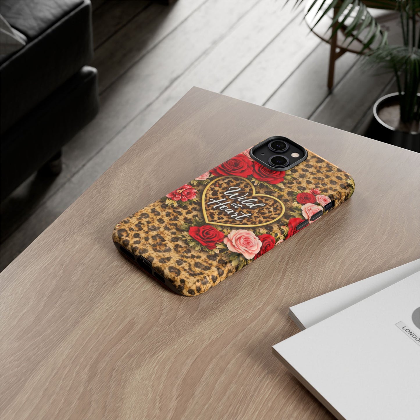 Wild at Heart Leopard Phone Case — Floral Heart Protective Phone Cover
