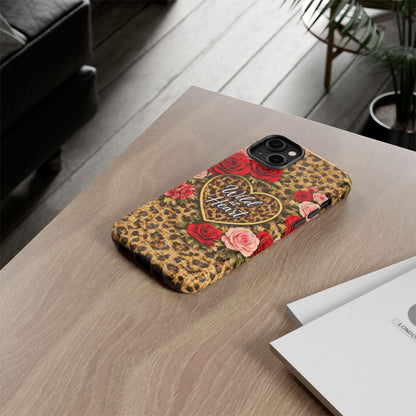 Wild at Heart Leopard Phone Case — Floral Heart Protective Phone Cover