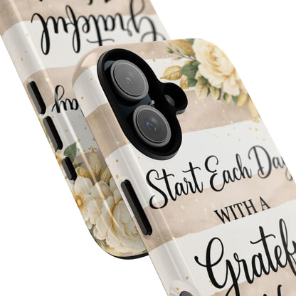 Grateful Heart Tough Case — Floral Striped Protective Phone Case