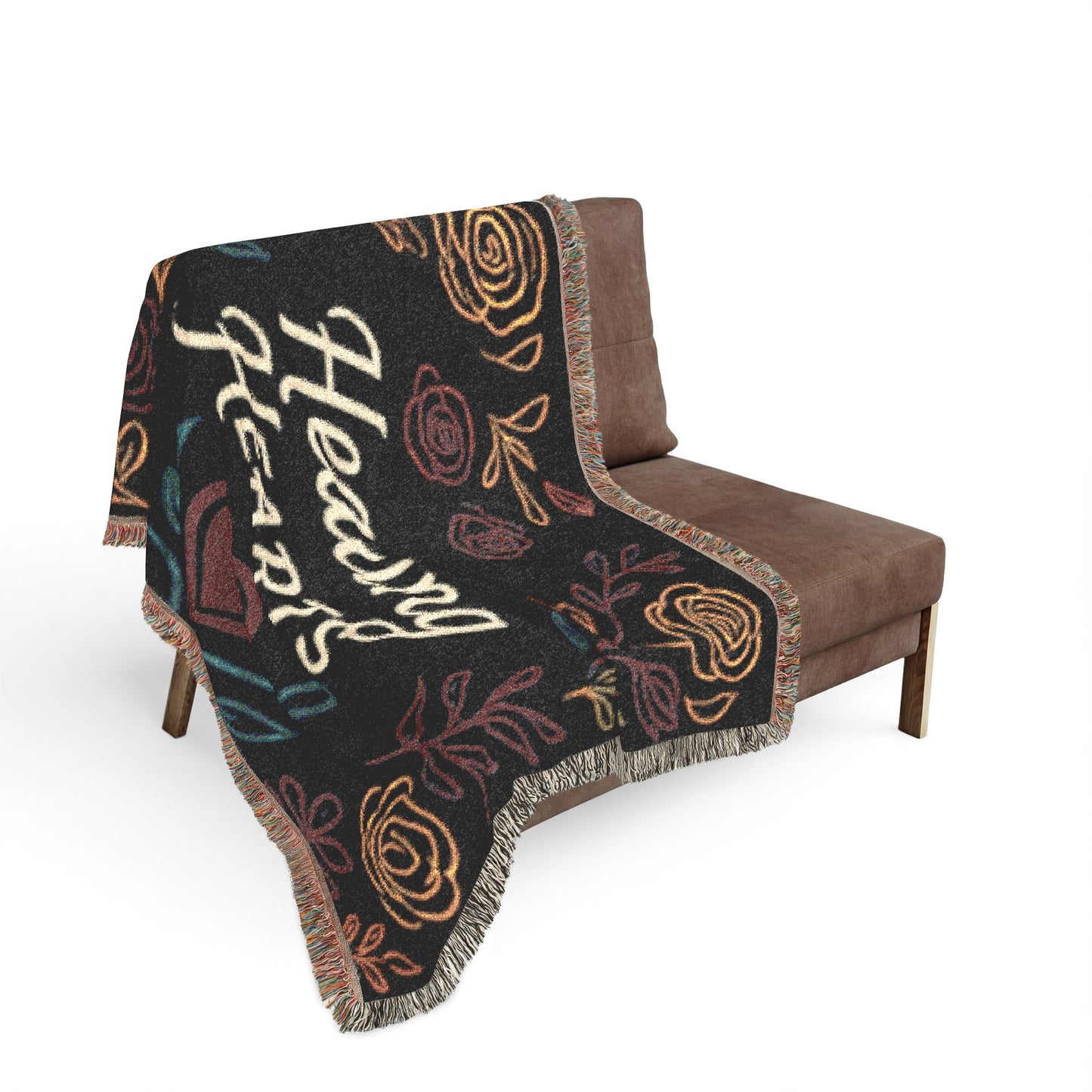 Healing Hearts Woven Blanket — Floral Comfort Throw