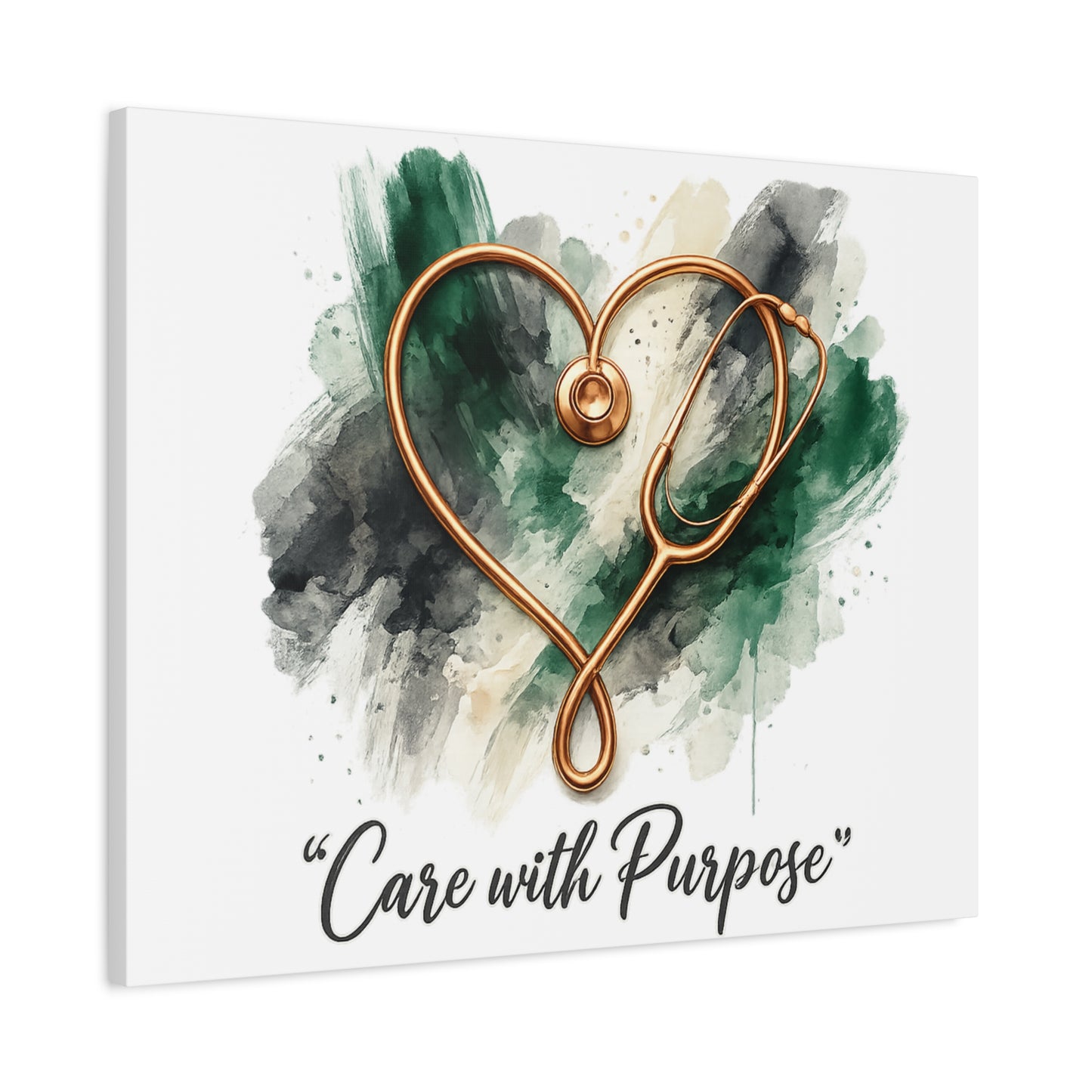 Care with Purpose Stethoscope Heart Matte Canvas Wall Art