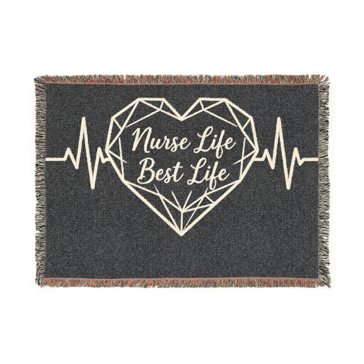 Nurse Life Best Life Woven Blanket — Heartbeat ECG Nurse Throw