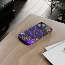 "Healing With Heart" Floral Stethoscope Design (Purple Leopard) Phone Case
