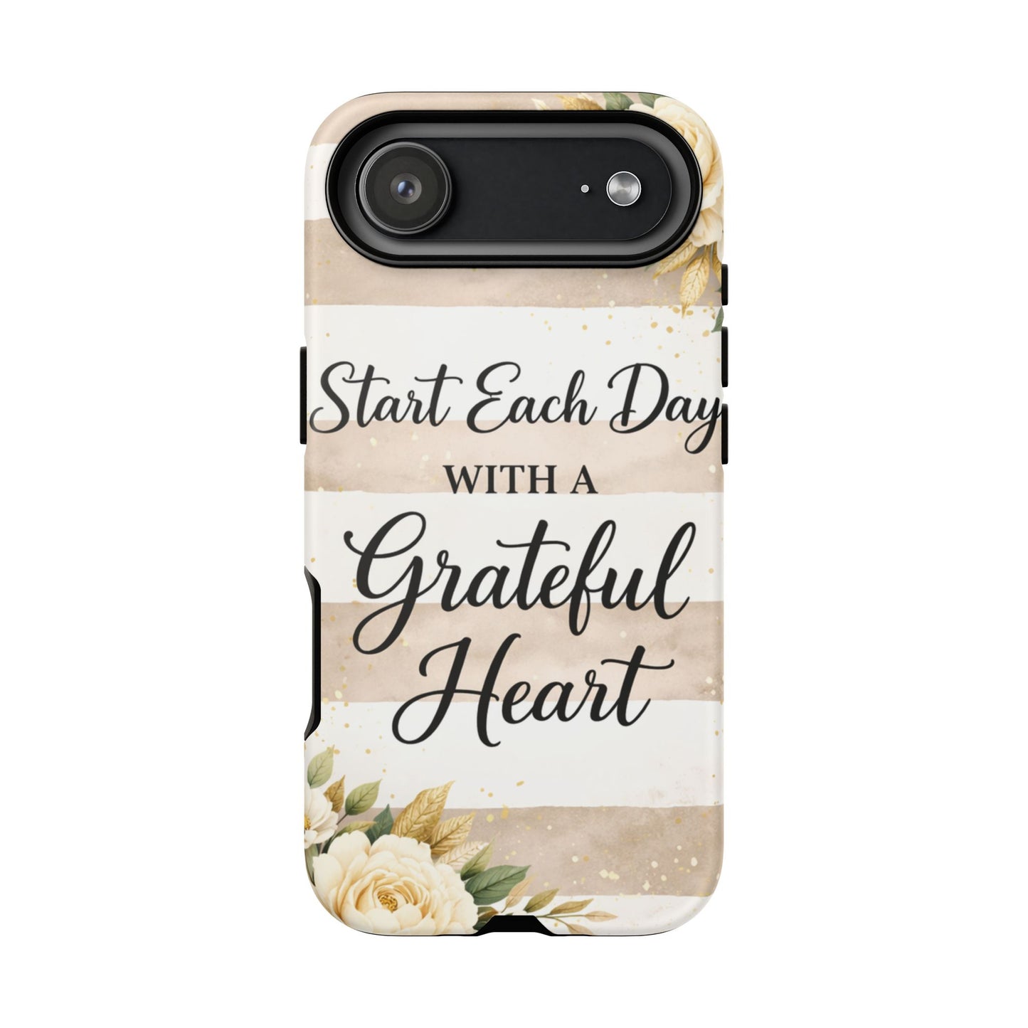 Grateful Heart Tough Case — Floral Striped Protective Phone Case
