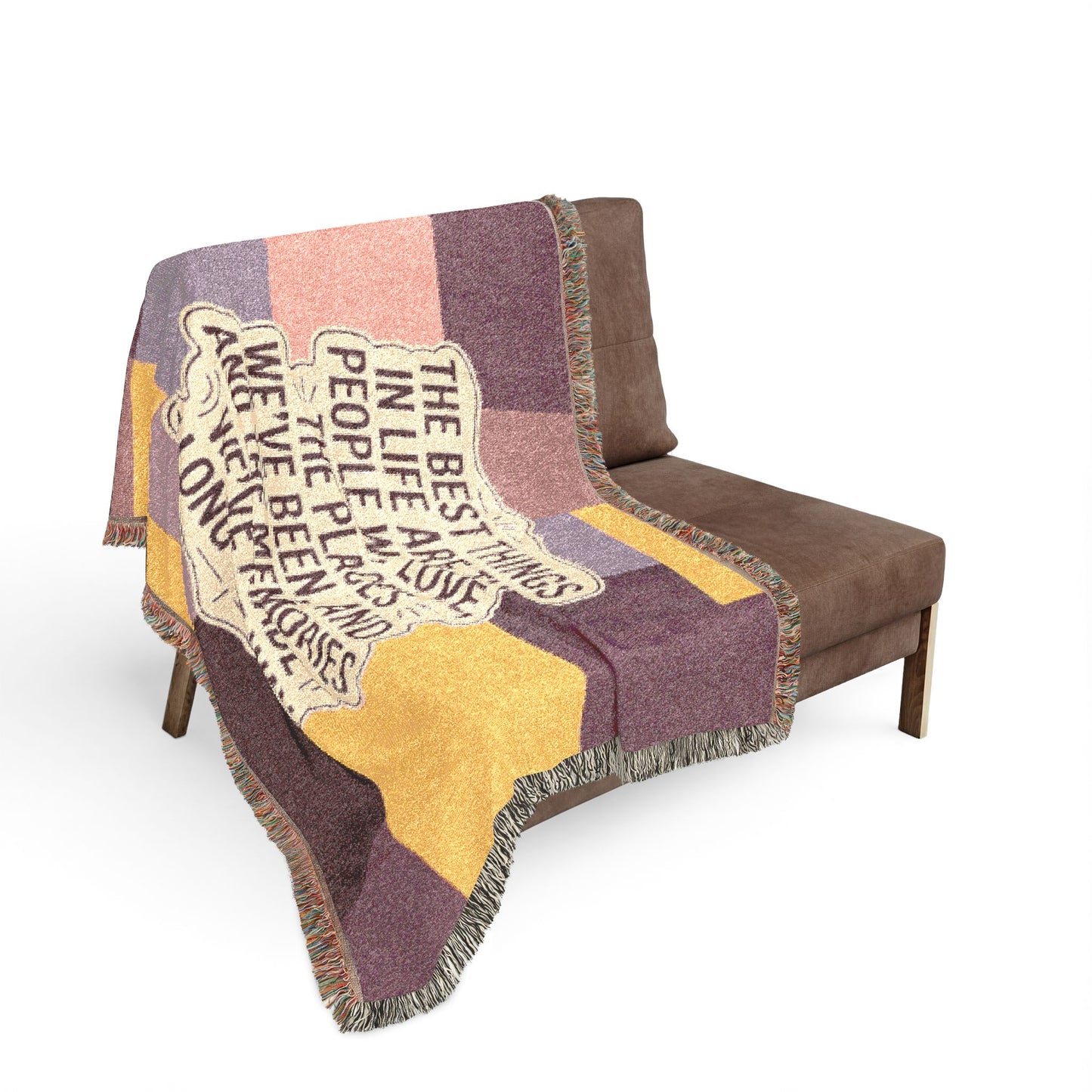 'The Best Things in Life' Woven Blanket – Cozy Inspirational Throw
