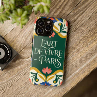 Parisian Floral Tough Phone Case — “L'Art de Vivre Paris” Protective Phone Cover