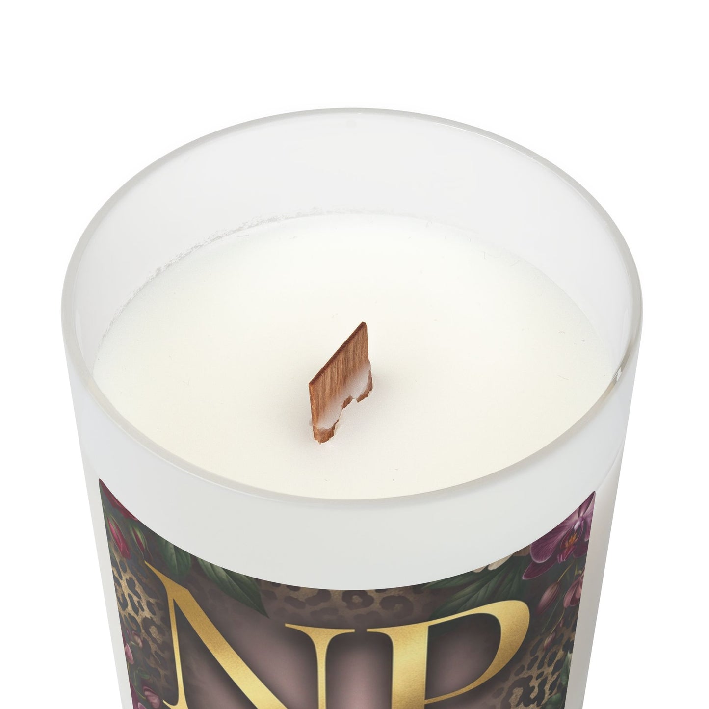 Nurse Practitioner Frosted Glass Candle — Elegant Leopard Floral 11oz