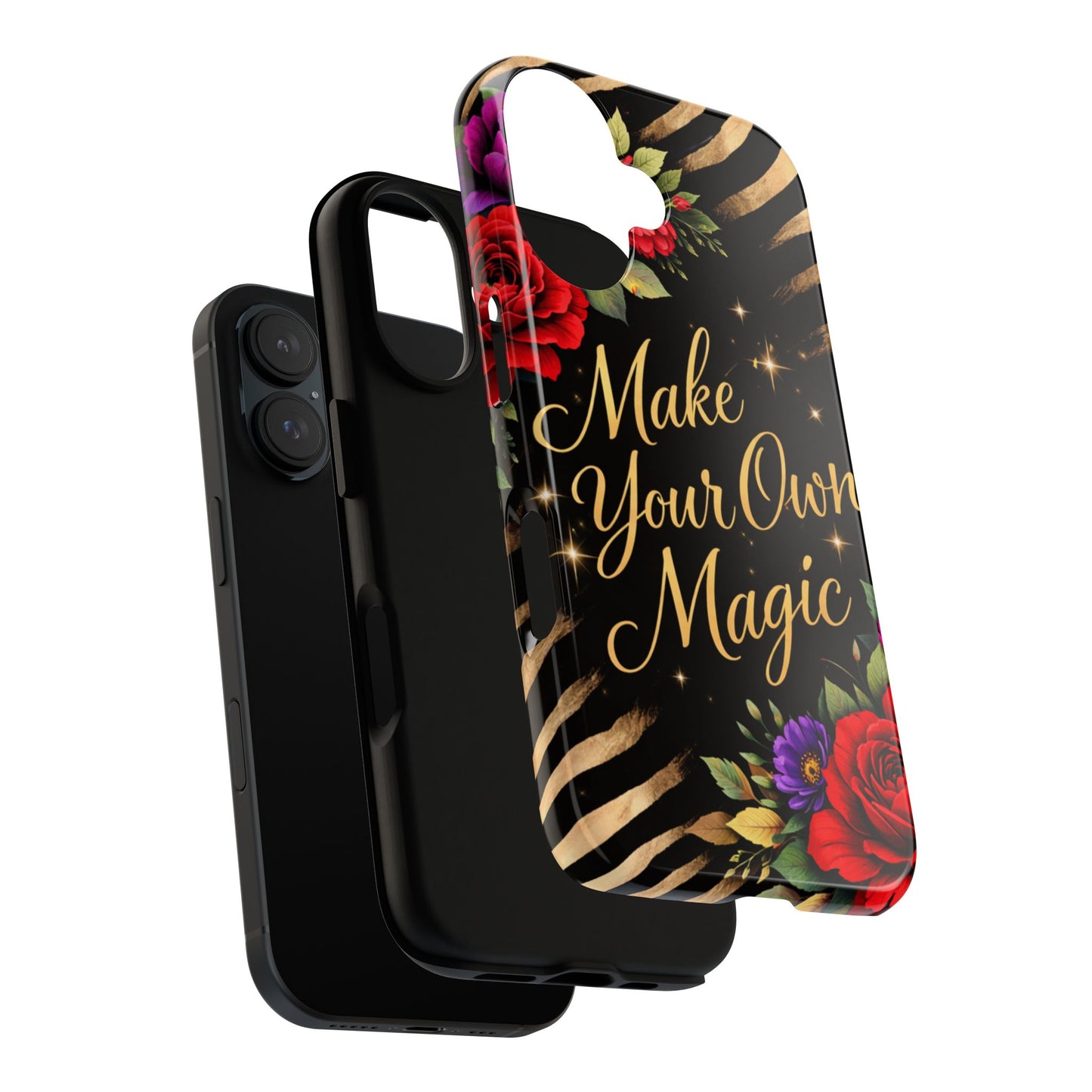 "Make Your Own Magic" Floral & Gold Zebra Tough Case Phone Case —