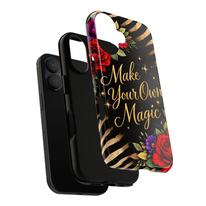 "Make Your Own Magic" Floral & Gold Zebra Tough Case Phone Case —