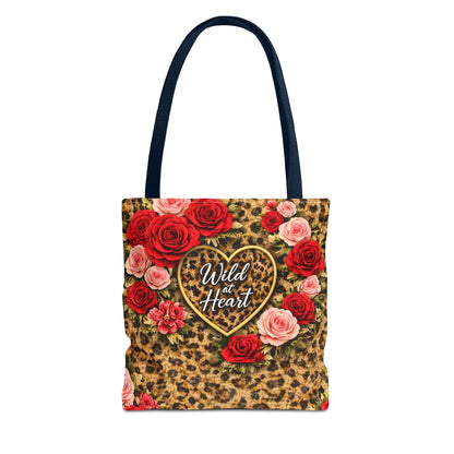 Wild Heart Leopard Rose Tote Bag – Floral Animal Print Shopper