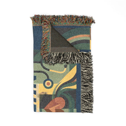 Nurse Practitioner Woven Blanket — Cozy NP Throw with Caduceus & Stethoscope Design