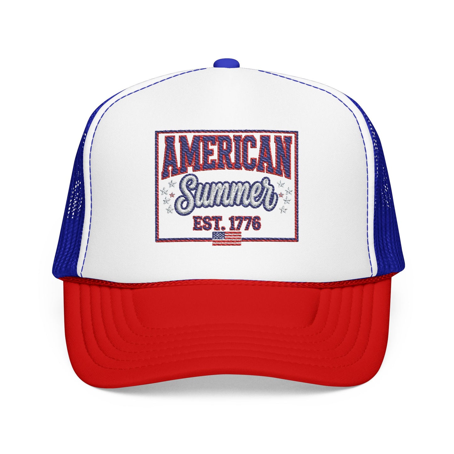 American Summer Trucker Hat — "American Summer EST. 1776" Patriotic Foam Cap