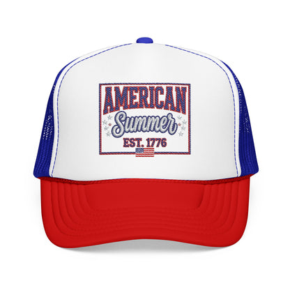 American Summer Trucker Hat — "American Summer EST. 1776" Patriotic Foam Cap