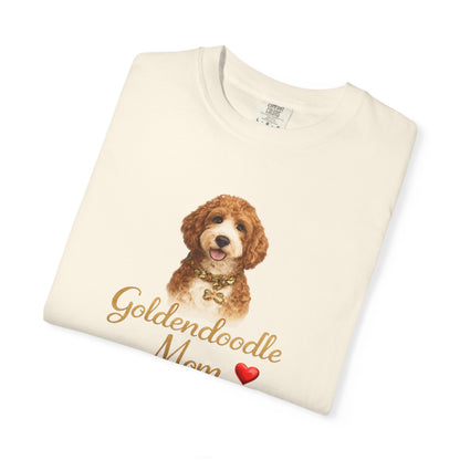 Goldendoodle Mom T‑Shirt — Cute Goldendoodle Portrait with Heart