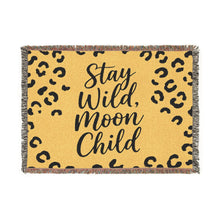 Stay Wild Moon Child Woven Blanket — Leopard Print Boho Throw