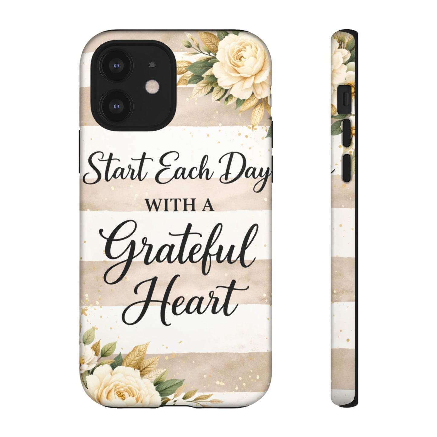 Grateful Heart Tough Case — Floral Striped Protective Phone Case
