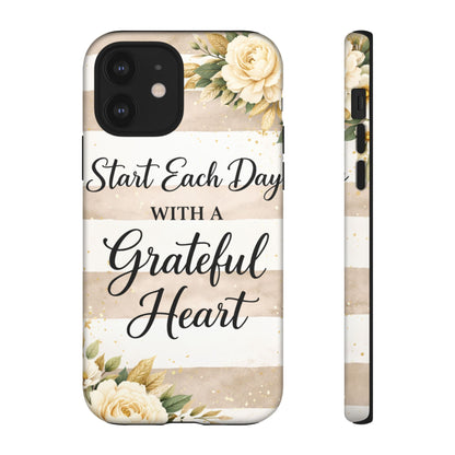 Grateful Heart Tough Case — Floral Striped Protective Phone Case