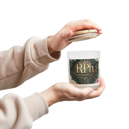 Pharmacist RPh Frosted Glass Candle — 11oz Decorative Gift