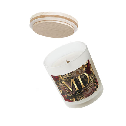 Medical Doctor Candle — Floral Leopard Frosted Glass Scented Candle (11 oz)