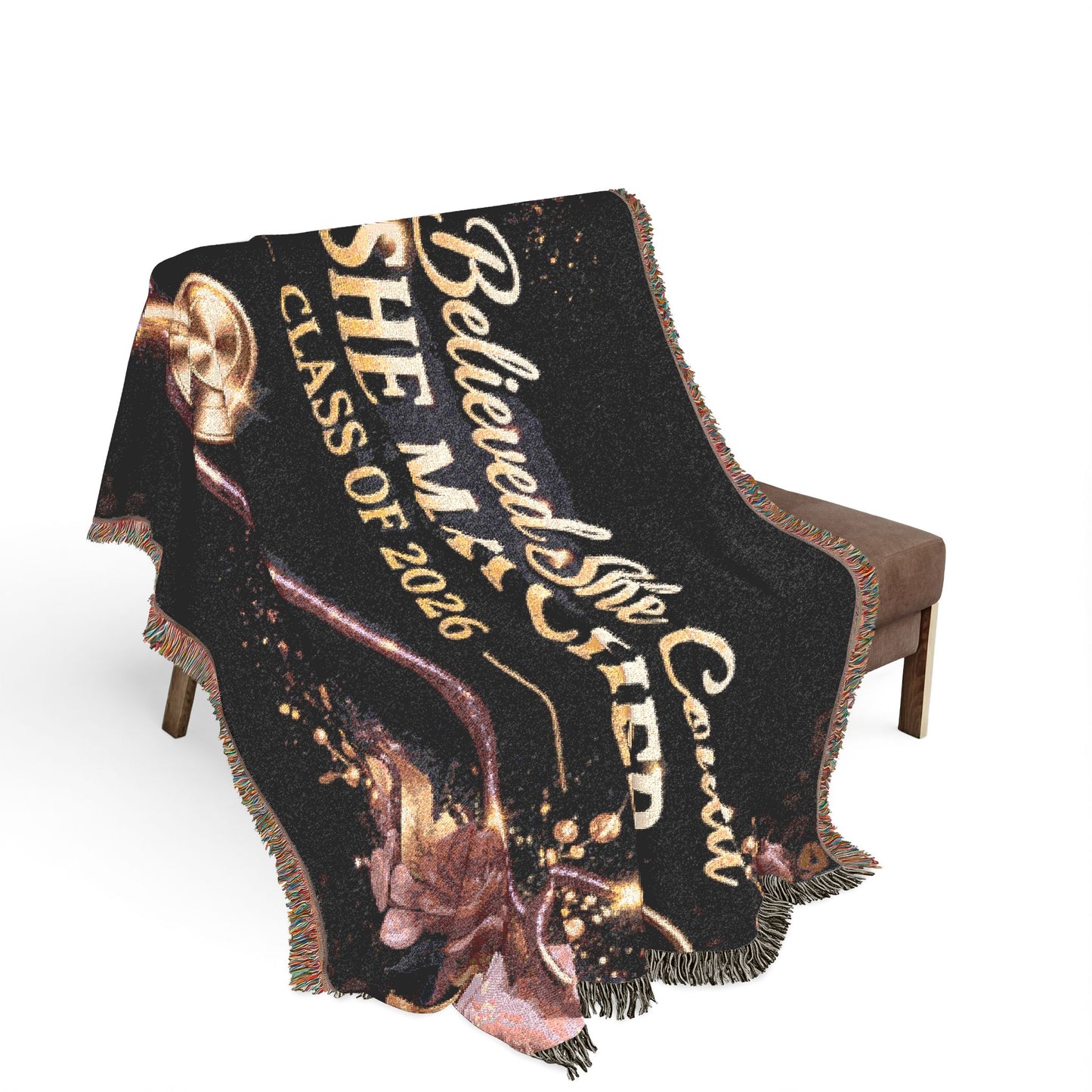 Graduation Woven Blanket — "She Believed She Could So She Matched" Class of 2026