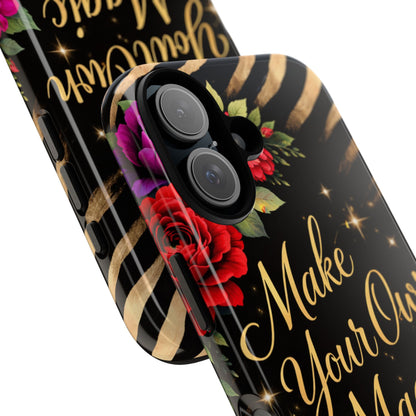 "Make Your Own Magic" Floral & Gold Zebra Tough Case Phone Case —
