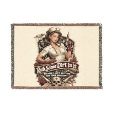 Nurse Pin-Up Woven Blanket — Retro Medical Patch Throw