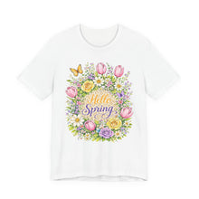 Hello Spring Floral Tee — Women's Spring Flower Wreath T-Shirt