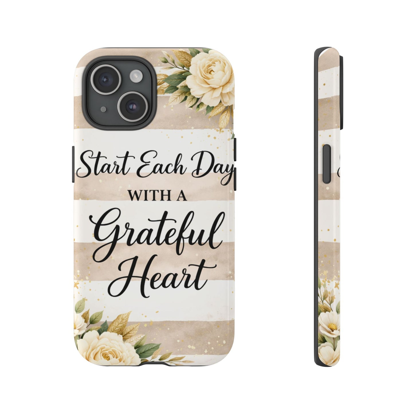 Grateful Heart Tough Case — Floral Striped Protective Phone Case