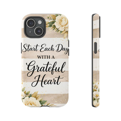 Grateful Heart Tough Case — Floral Striped Protective Phone Case