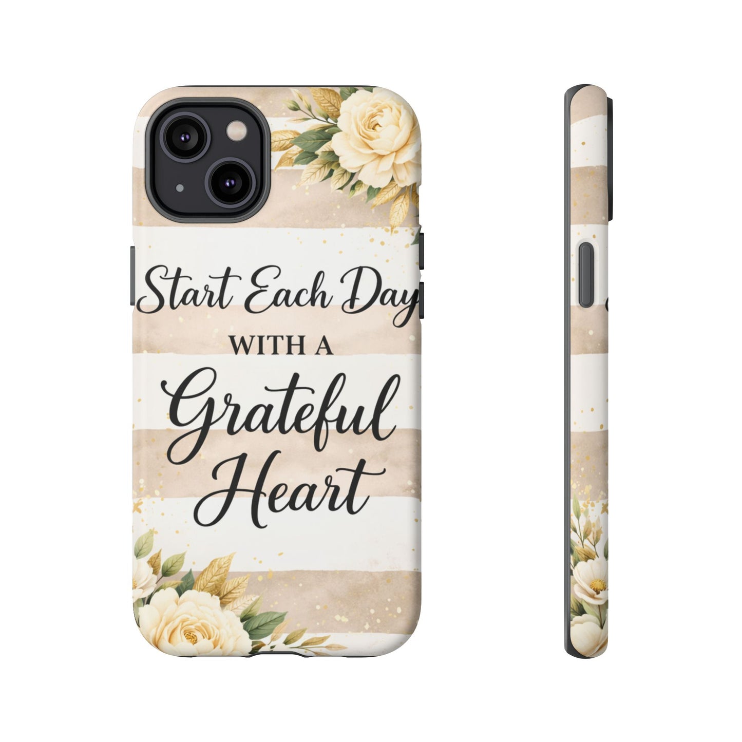 Grateful Heart Tough Case — Floral Striped Protective Phone Case