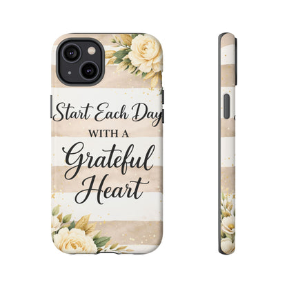 Grateful Heart Tough Case — Floral Striped Protective Phone Case